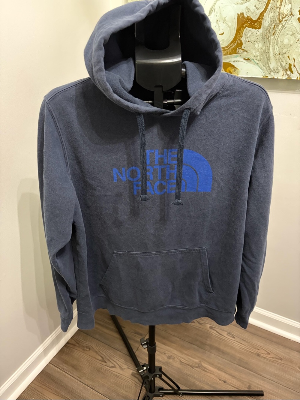 The North Face Navy Pullover Hoodie with Blue Logo